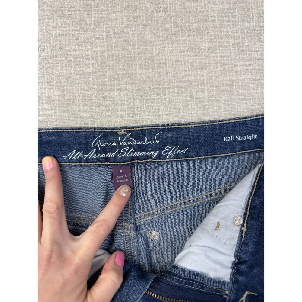 Gloria Vanderbilt Amanda Womens Jeans 6 Short Rail Straight Slimming Stretch - Picture 3 of 7